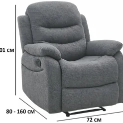 Reclinerfåtölj i grått tyg