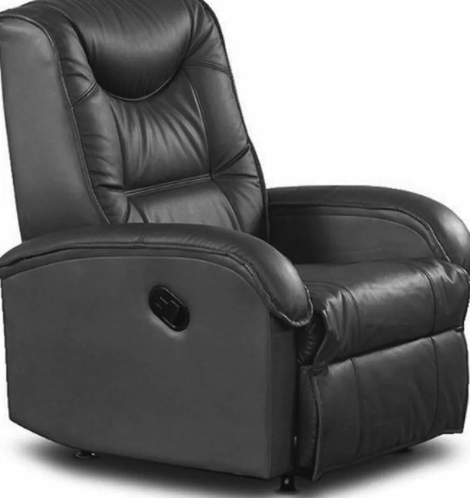 Reclinerfåtölj i svart konstläder ställbar + Fläckborttagare för möbler