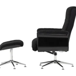 Reclinerfåtölj med fotpall Svart / Krom - Hagön + Fläckborttagare för möbler