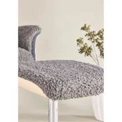 Reclinerfåtölj med fotpall - Grå fårskinnsimitation/whitewash ek + Fläckborttagare för möbler