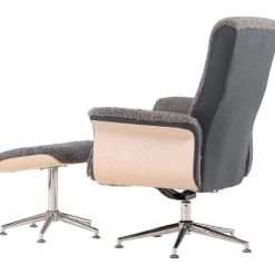 Reclinerfåtölj med fotpall - Grå fårskinnsimitation/whitewash ek + Fläckborttagare för möbler