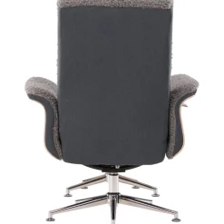 Reclinerfåtölj med fotpall - Grå fårskinnsimitation/whitewash ek + Fläckborttagare för möbler