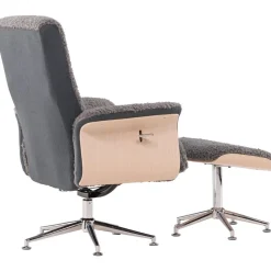 Reclinerfåtölj med fotpall - Grå fårskinnsimitation/whitewash ek + Fläckborttagare för möbler