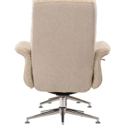 Reclinerfåtölj med fotpall Beige / Ek - Hagön + Textilrengöring för möbler