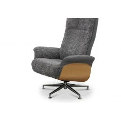 Reclinerfåtölj med fotpall i äkta fårskinn ek/grafitgrå - Ulla + Möbeltassar