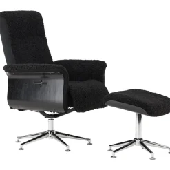 Reclinerfåtölj med fotpall Svart / Krom - Hagön