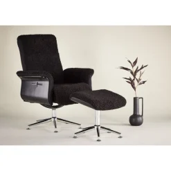 Reclinerfåtölj med fotpall Svart / Krom - Hagön