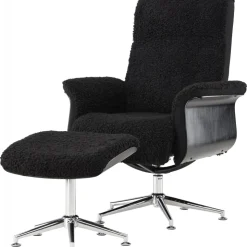 Reclinerfåtölj med fotpall Svart / Krom - Hagön