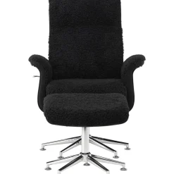 Reclinerfåtölj med fotpall Svart / Krom - Hagön + Textilrengöring för möbler