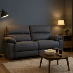 Reclinersoffa 2-sits extra bred i grått - 197 cm