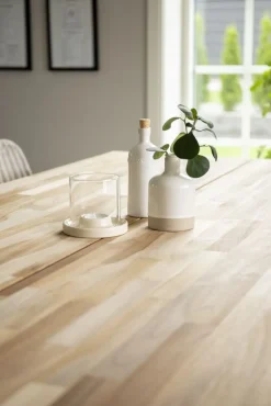 Regald matbord 200 cm - Vit/ljus teak