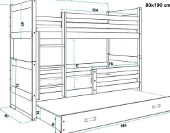 Århus våningssäng med tre bäddar - Vit/blå