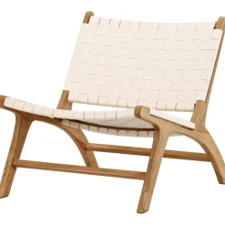 Rike loungestol - Cream PU/teak