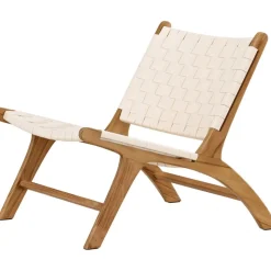 Rike loungestol - Cream PU/teak