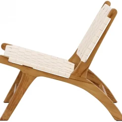 Rike loungestol - Cream PU/teak