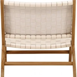 Rike loungestol - Cream PU/teak