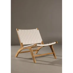 Rike loungestol - Cream PU/teak