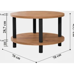 Roby soffbord Ø70 cm - Svart/furu