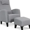 Rondö fåtölj med fotpall - Ljusgrå