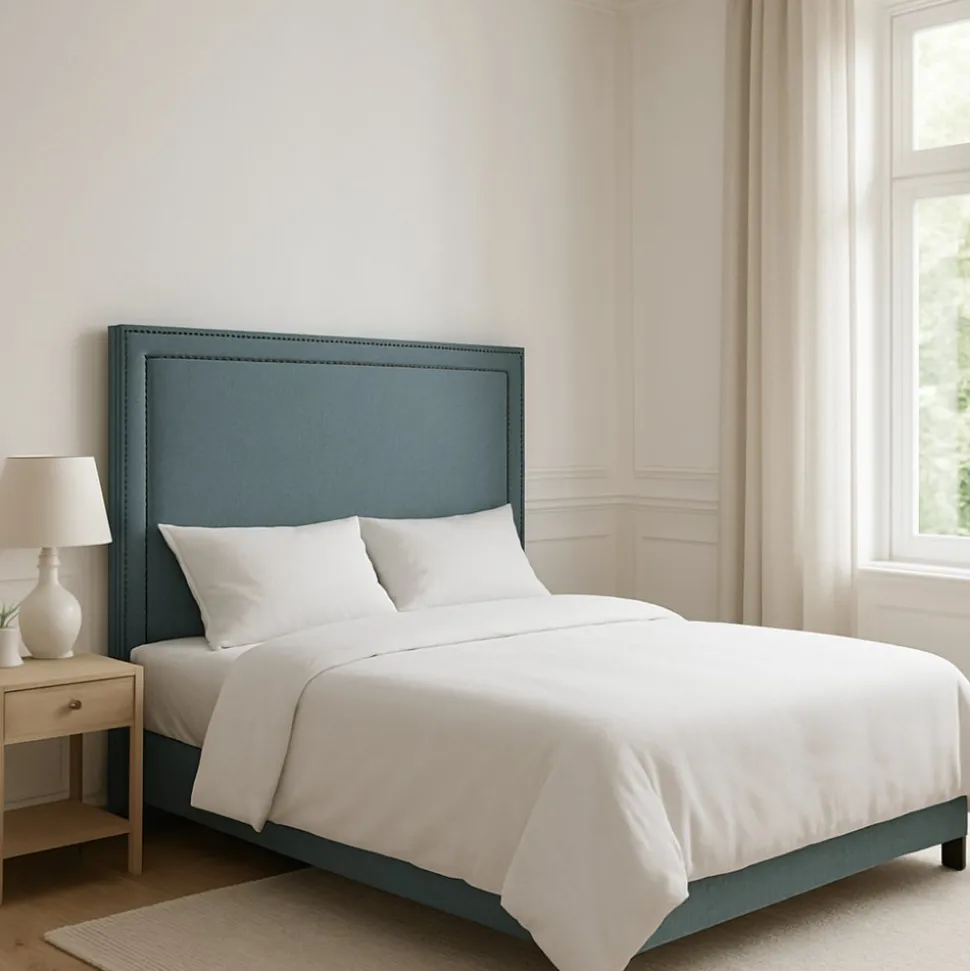 Ronja sänggavel med nitar 180 cm - Blå