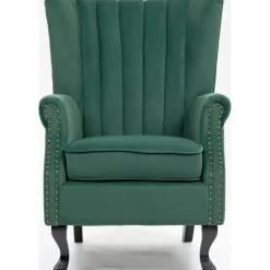 Öronlappsfåtölj i grön sammet