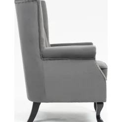 Öronlappsfåtölj i grått sammet