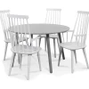 Rosvik matgrupp grått runt bord med 4 st vita Dalsland pinnstolar + 4.00 x Stolsdyna