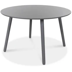 Rosvik matgrupp grått runt bord med 4 st vita Dalsland Pinnstolar + 4.00 x Stolsdyna