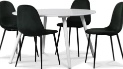 Rosvik matgrupp, matbord med 4 st Carisma sammetsstolar - Vit/Grön + 3.00 x Möbeltassar