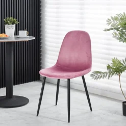 Rosvik matgrupp, matbord med 4 st Carisma sammetsstolar - Rosa/Svart + 3.00 x Möbeltassar