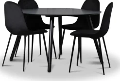 Rosvik matgrupp, matbord med 4 st Carisma sammetsstolar - Svart/Svart + 4.00 x Stolsdyna