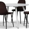Rosvik matgrupp, matbord med 4 st Carisma sammetsstolar - Vit/Bordeaux + 4.00 x Stolsdyna