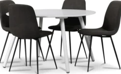 Rosvik matgrupp, matbord med 4 st Smokey matstolar - Vit/Vintage + 3.00 x Möbeltassar