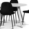 Rosvik matgrupp, matbord med 4 st Carisma sammetsstolar - Vit/Svart + 3.00 x Möbeltassar