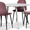 Rosvik matgrupp, matbord med 4 st Carisma sammetsstolar - Vit/Rosa + 3.00 x Möbeltassar