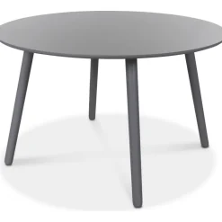 Rosvik runt grått matbord Ø120 cm + Möbeltassar
