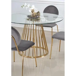 Runt matbord Ø120 cm Glas / Guld - Liverpool