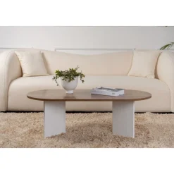 Sable soffbord 119 x 60 cm - Valnöt/vit