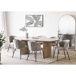 Safira matstol - Beige bouclé