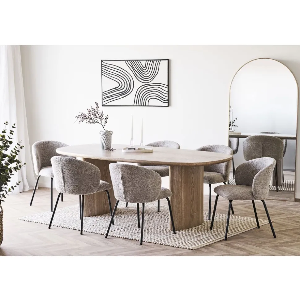 Safira matstol - Beige bouclé