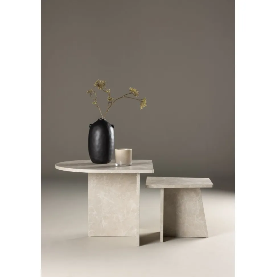 Sala soffbord 40/60 x 40/60 cm - Beige marmorlook