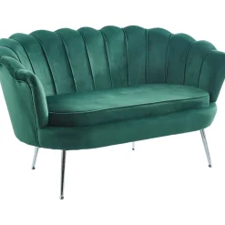 Sammets soffa grön 2-sits - Kingsley