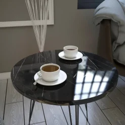 Sandalf sidobord 40 x 40 cm - Svart/vit