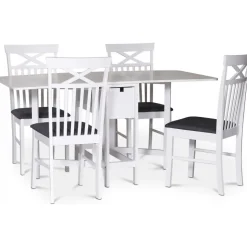 Sandhamn matgrupp; Klaffbord med 4 st Sofiero stolar med kryss i ryggen + 4.00 x Stolsdyna
