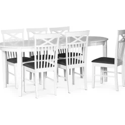 Sandhamn matgrupp ovalt matbord med 6 st Sofiero stolar med kryss i ryggen