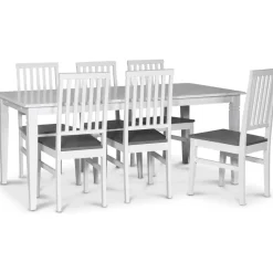 Sandhamn matgrupp; 180x95 cm bord med 6 st Fårö matstolar