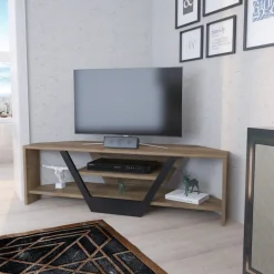 Sares TV-bänk - Valnöt/svart