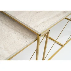 Satsbord Defne i 3 delar - Guld/marmor