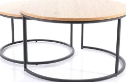 Satsbord ek/svart Ø80/60 cm - Atlanta