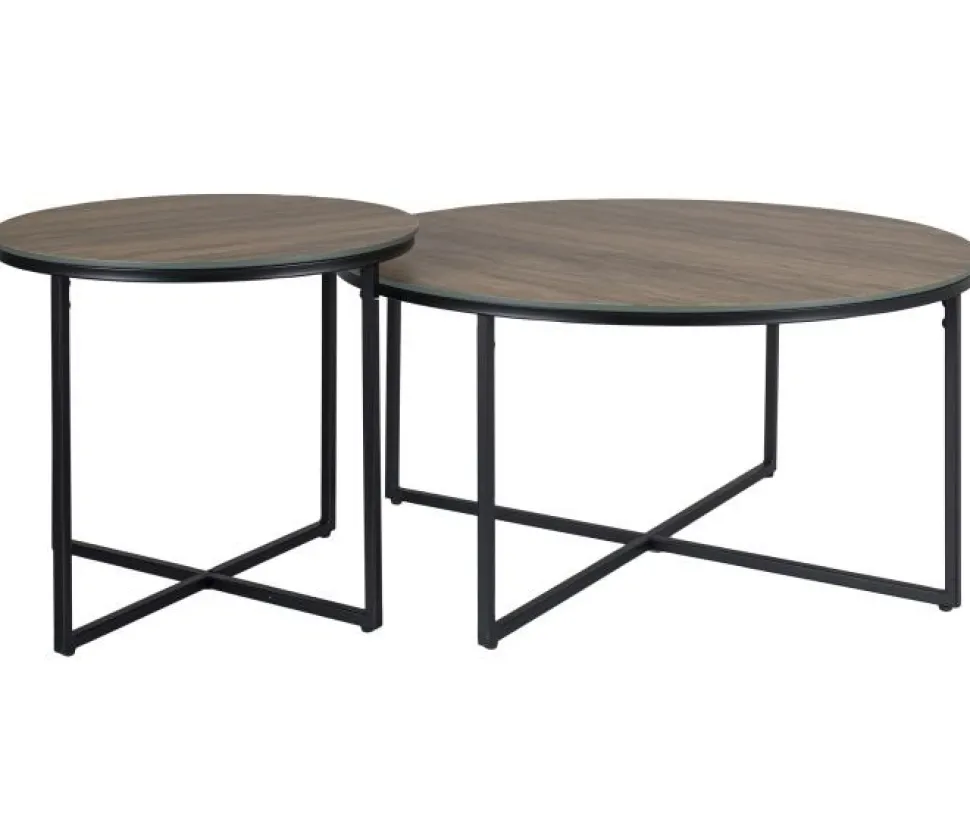 Satsbord svart / valnöt Ø80/50 cm - Marocco